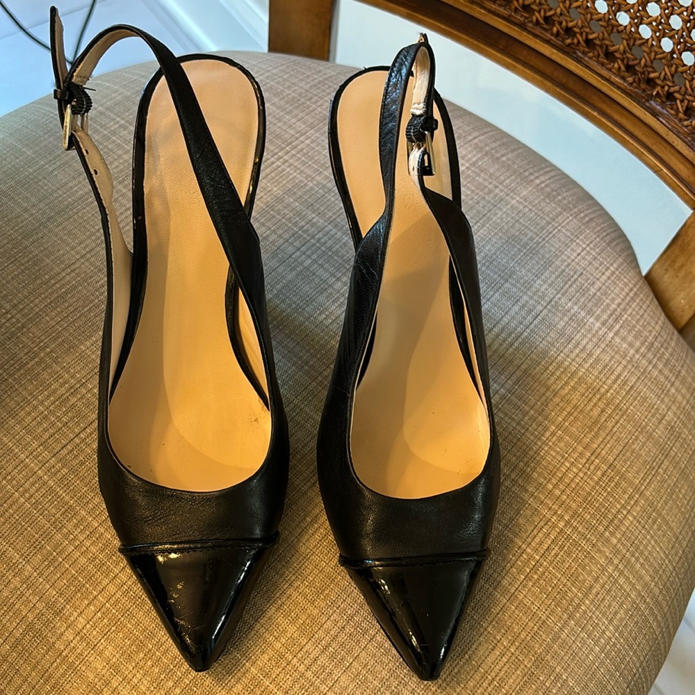 Nine West black sling-back heels
